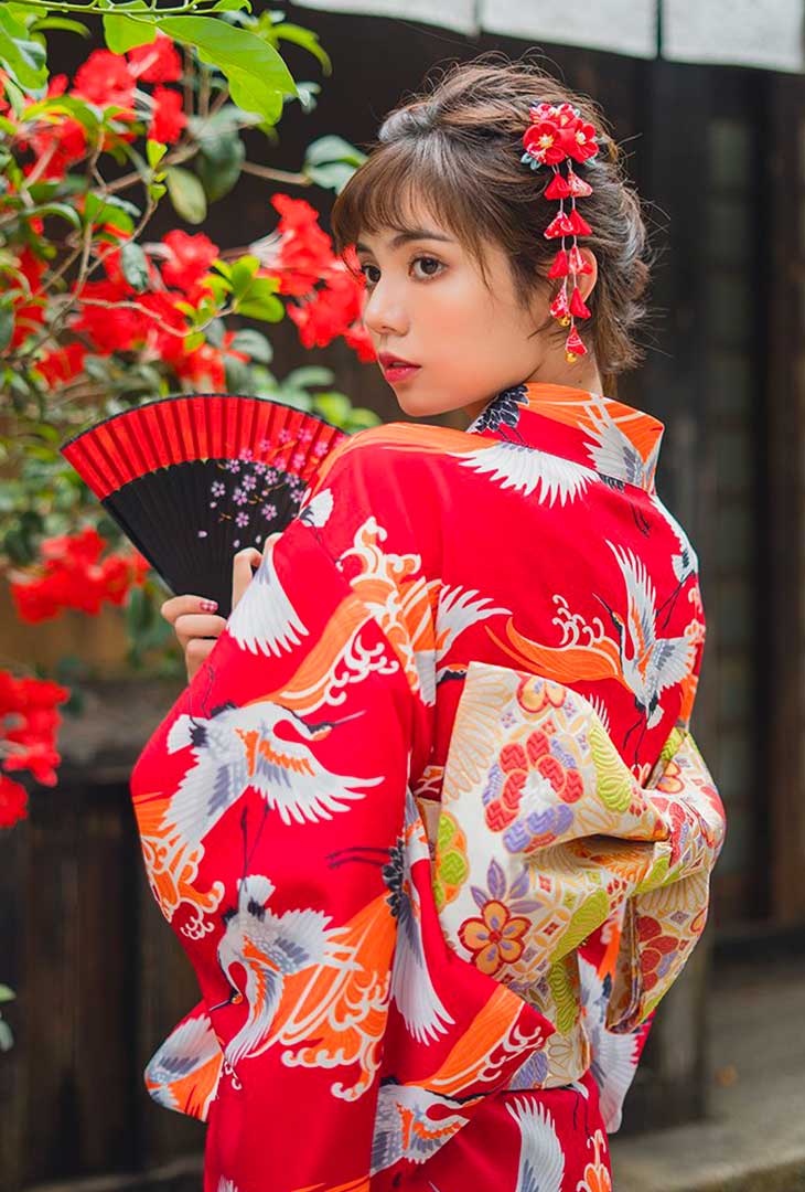 Kimono Japonais Rouge - Image 6