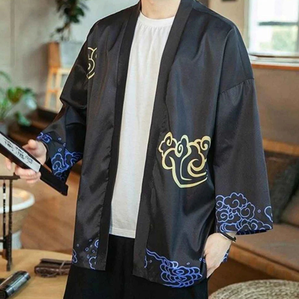 Kimono noir veste Haori - Image 2